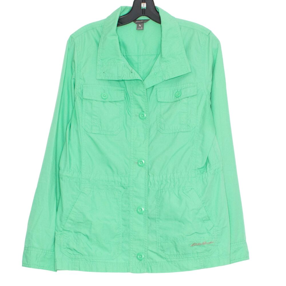 Eddie Bauer Utility‎ Jacket Lightweight Field Green M Button Up Spring Outdoor